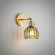 Zaevia Loras Ribbed Glass Flower Sconce: Brass Tulip Wall Lamp - Wall Light | Zaevia