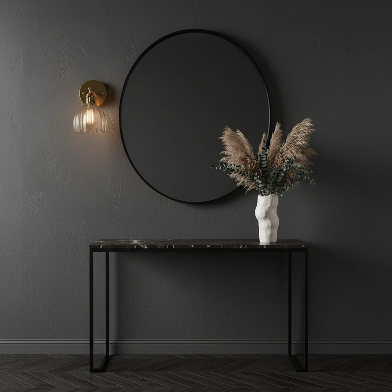 Zaevia Loras Ribbed Glass Flower Sconce: Brass Tulip Wall Lamp - Wall Light | Zaevia