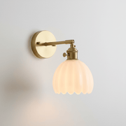 Zaevia Loras Ribbed Glass Flower Sconce: Brass Tulip Wall Lamp - Wall Light | Zaevia