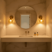 Zaevia Loras Ribbed Glass Flower Sconce: Brass Tulip Wall Lamp - Wall Light | Zaevia