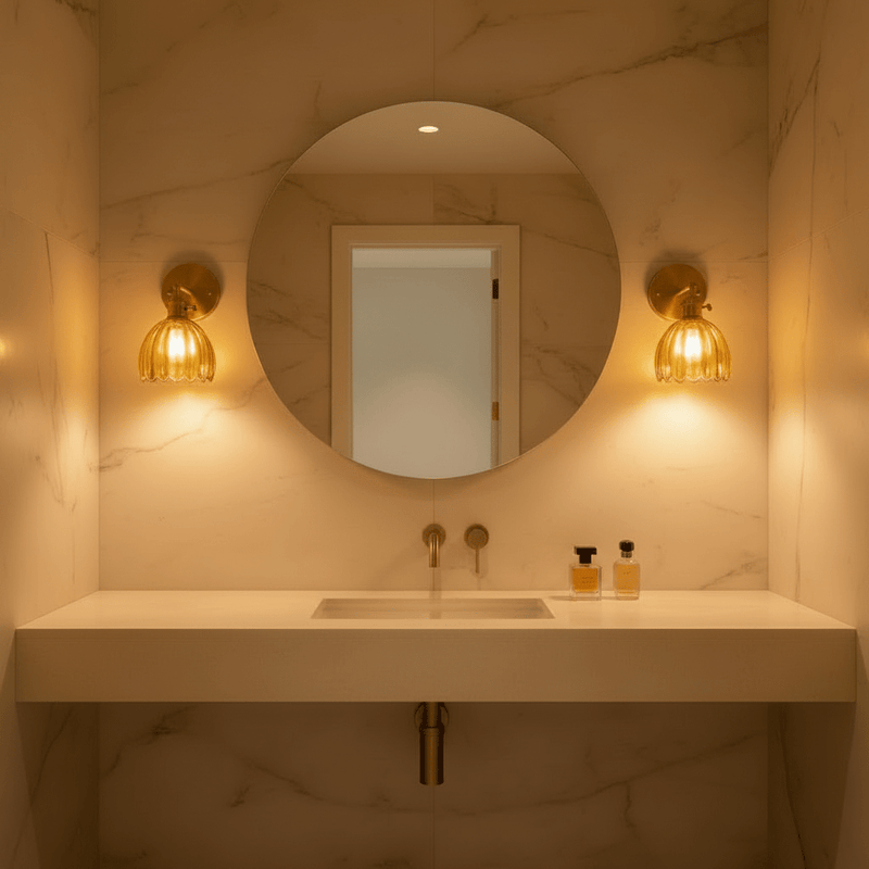 Zaevia Loras Ribbed Glass Flower Sconce: Brass Tulip Wall Lamp - Wall Light | Zaevia