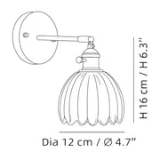 Zaevia Loras Ribbed Glass Flower Sconce: Brass Tulip Wall Lamp - Wall Light | Zaevia