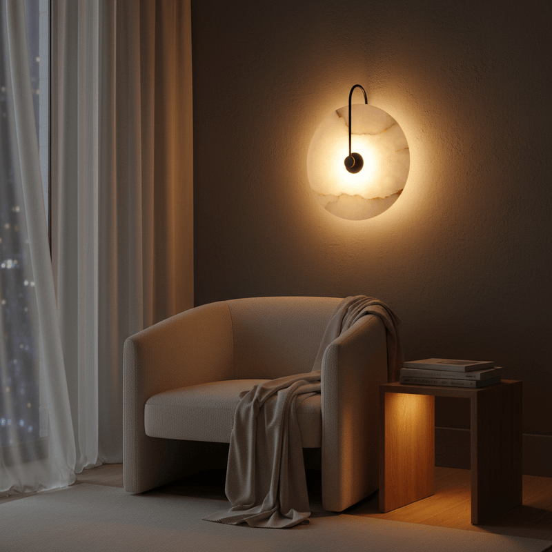 Luna Alabaster Disc Wall Sconce - Wall Light | Zaevia