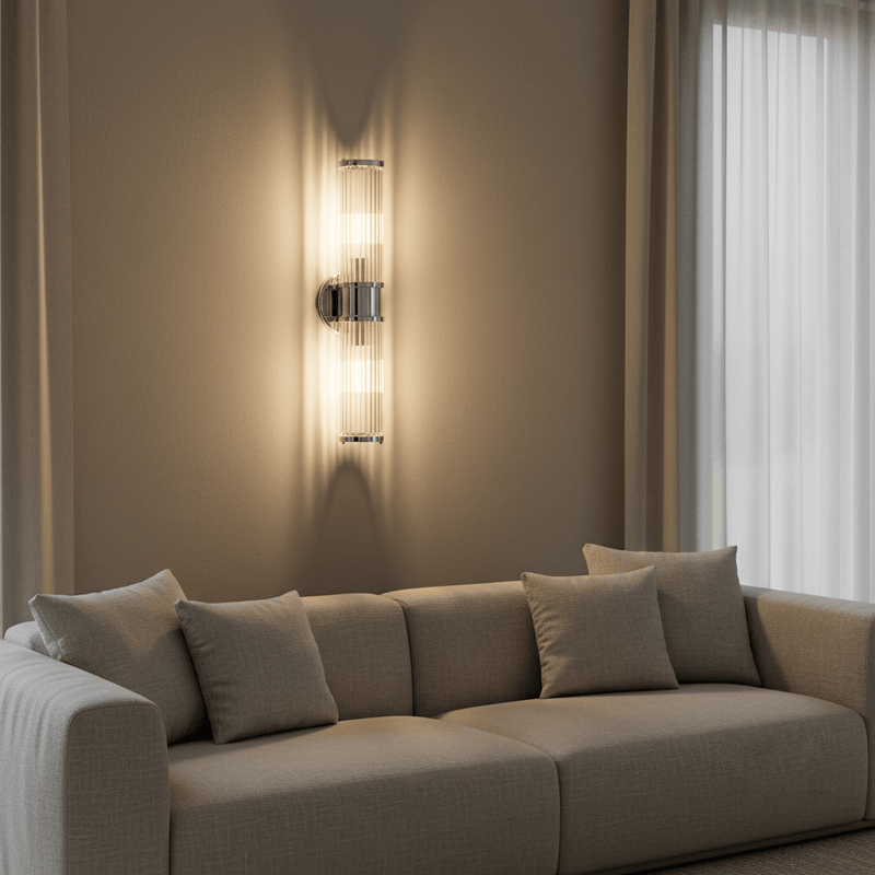 Zaevia Lyra Modern Fluted Glass Wall Sconce - Lighting > Wall Lights > Wall Sconces > Up & Down Wall Sconces | Zaevia