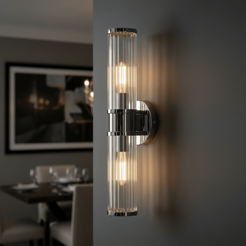Zaevia Lyra Modern Fluted Glass Wall Sconce - Lighting > Wall Lights > Wall Sconces > Up & Down Wall Sconces | Zaevia