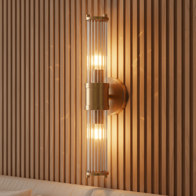 Zaevia Lyra Modern Fluted Glass Wall Sconce - Lighting > Wall Lights > Wall Sconces > Up & Down Wall Sconces | Zaevia