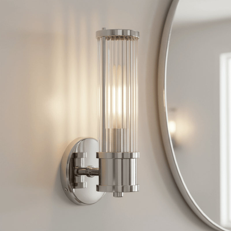Zaevia Lyra Modern Fluted Glass Wall Sconce - Lighting > Wall Lights > Wall Sconces > Up & Down Wall Sconces | Zaevia