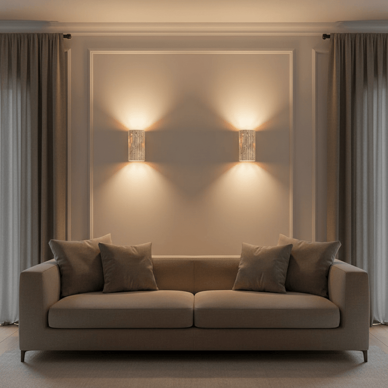 Lyra Fluted Travertine Wall Sconce - Wall Light | Zaevia