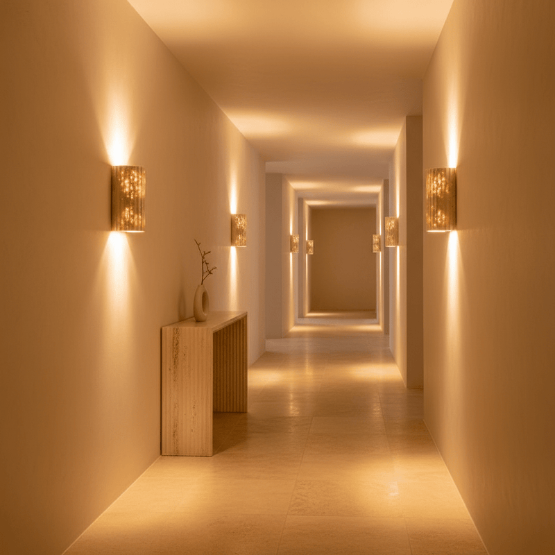 Lyra Fluted Travertine Wall Sconce