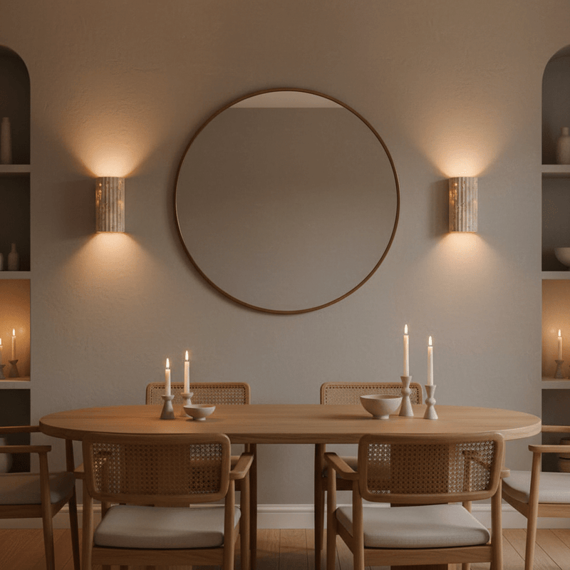 Lyra Fluted Travertine Wall Sconce