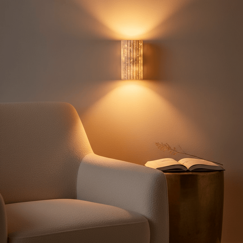 Lyra Fluted Travertine Wall Sconce