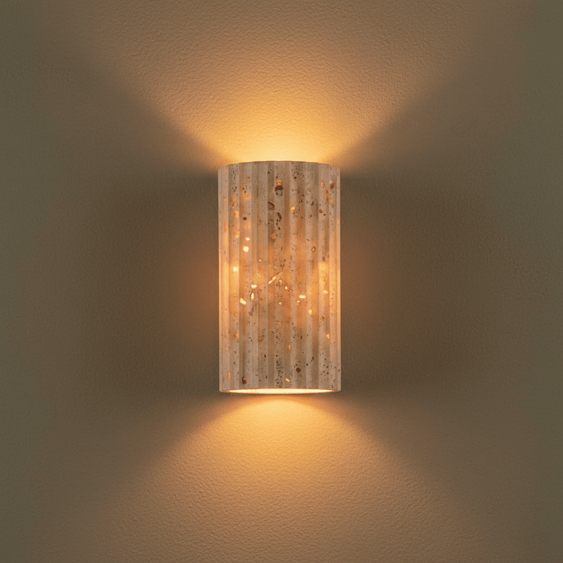 Lyra Fluted Travertine Wall Sconce