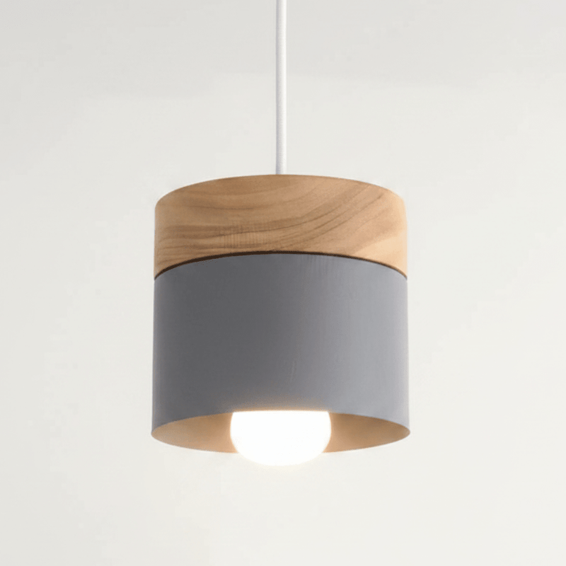 Nordic Wood & Metal Cylinder Pendant Light - Pendant Light | Zaevia