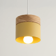 Nordic Wood & Metal Cylinder Pendant Light - Pendant Light | Zaevia