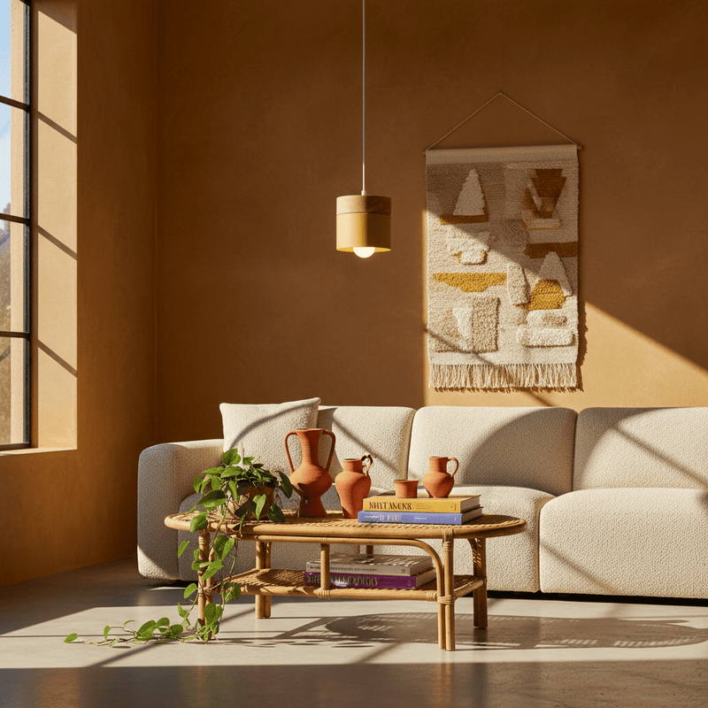 Nordic Wood & Metal Cylinder Pendant Light - Pendant Light | Zaevia