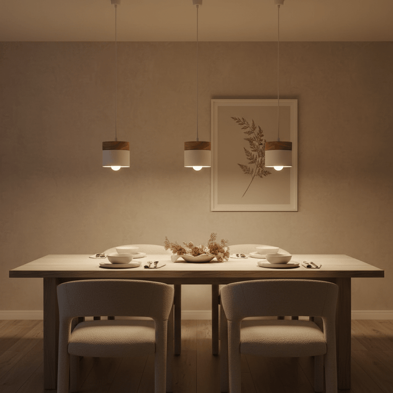 Nordic Wood & Metal Cylinder Pendant Light - Pendant Light | Zaevia