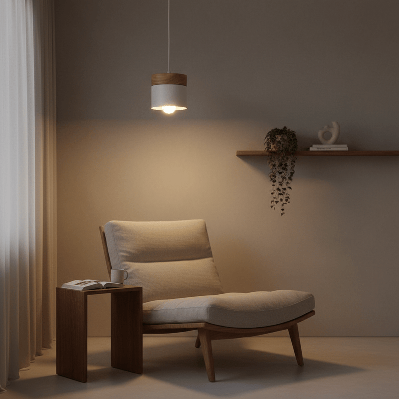 Nordic Wood & Metal Cylinder Pendant Light - Pendant Light | Zaevia