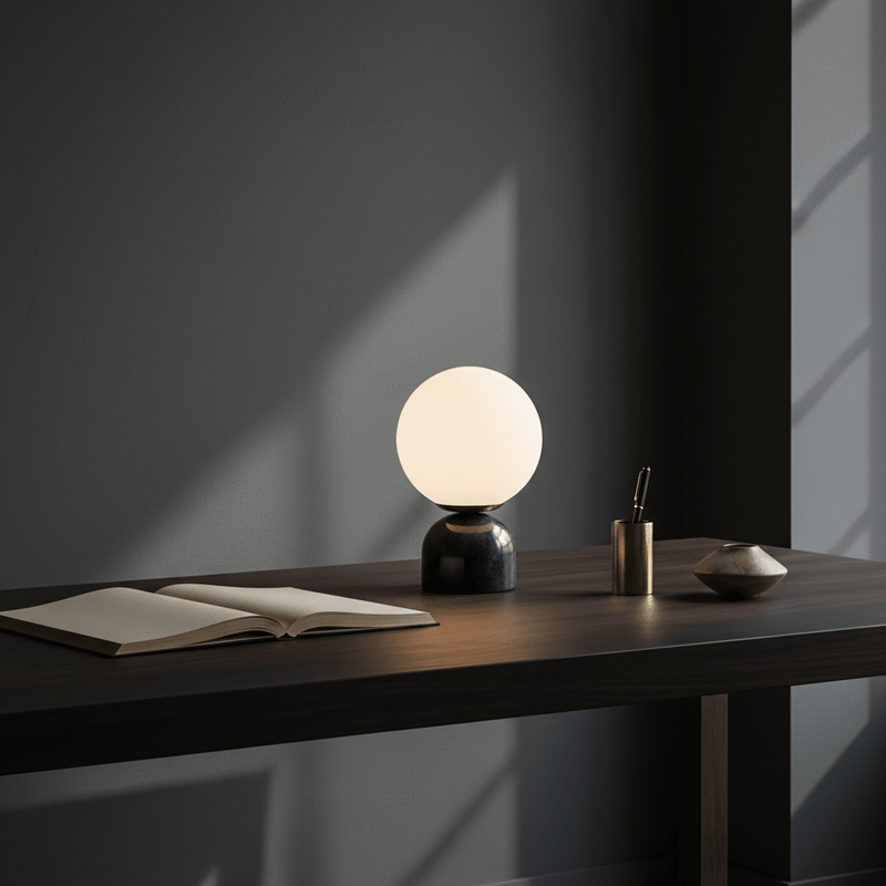 Zaevia Orb: Minimalist Marble Table Lamp - Table Lamp | Zaevia