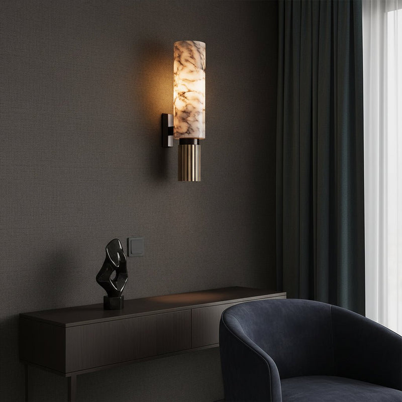Zaevia Alabaster: Pillar Marble Sconce - Wall Light | Zaevia