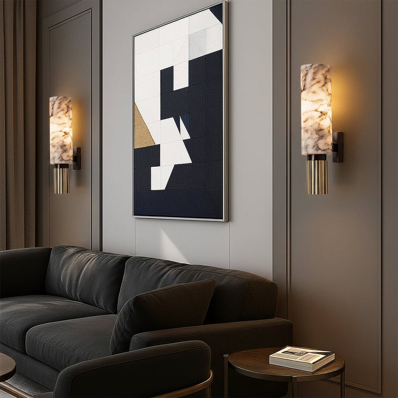 Zaevia Alabaster: Pillar Marble Sconce - Wall Light | Zaevia