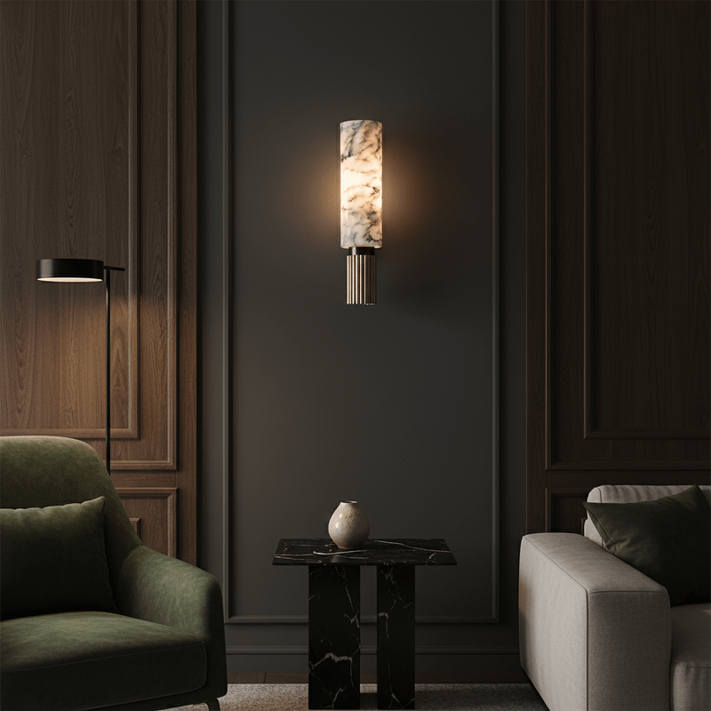 Zaevia Alabaster: Pillar Marble Sconce - Wall Light | Zaevia
