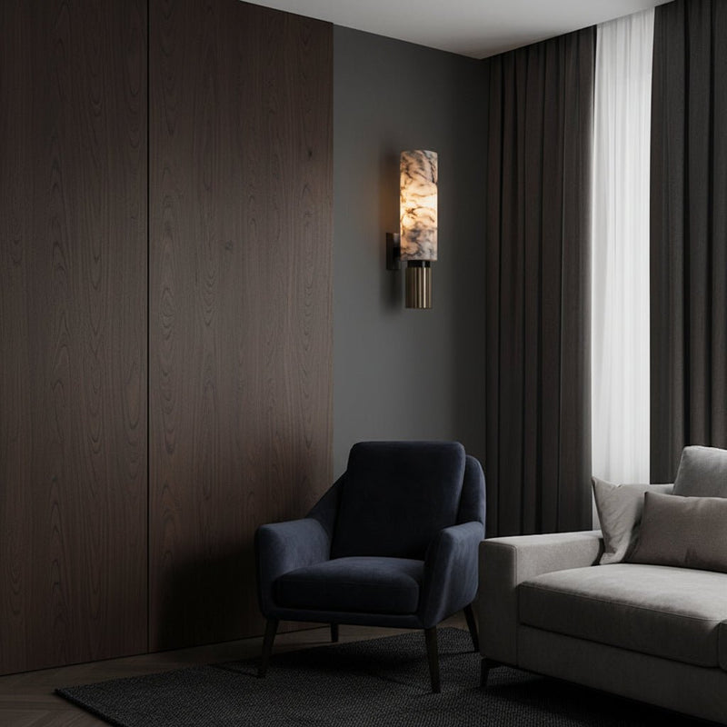 Zaevia Alabaster: Pillar Marble Sconce - Wall Light | Zaevia