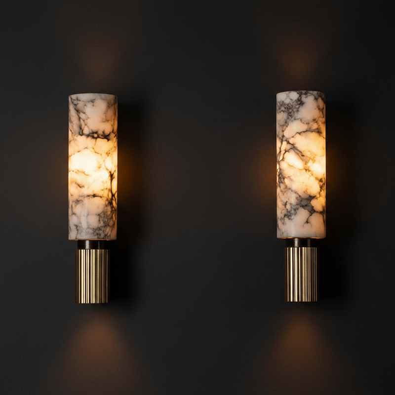 Zaevia Alabaster: Pillar Marble Sconce - Wall Light | Zaevia