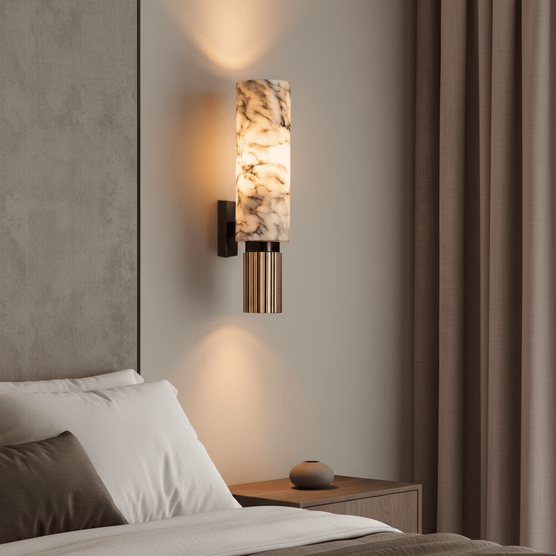 Zaevia Alabaster: Pillar Marble Sconce - Wall Light | Zaevia