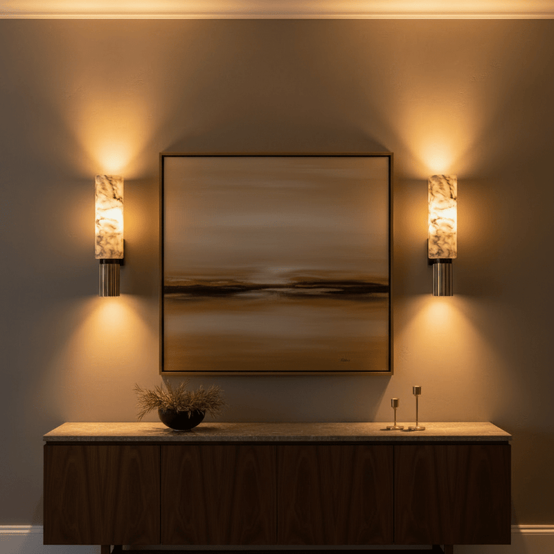 Zaevia Alabaster: Pillar Marble Sconce - Wall Light | Zaevia