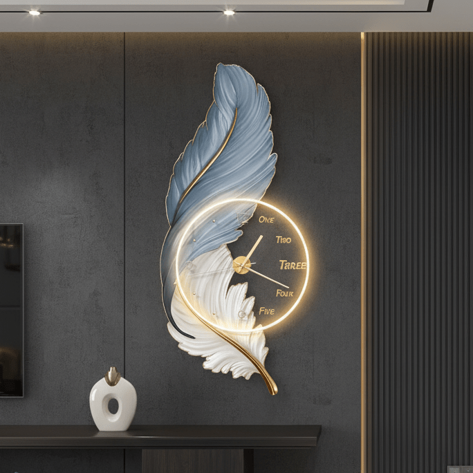 Zaevia Plume Sculptural LED Wall Lamp | Modern Backlit Ambient Timepiece - Wall Light | Zaevia