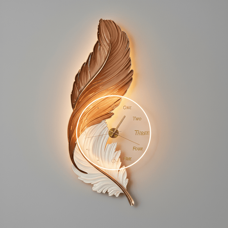 Zaevia Plume Sculptural LED Wall Lamp | Modern Backlit Ambient Timepiece - Wall Light | Zaevia