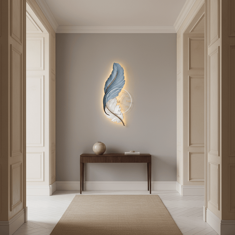 Zaevia Plume Sculptural LED Wall Lamp | Modern Backlit Ambient Timepiece - Wall Light | Zaevia