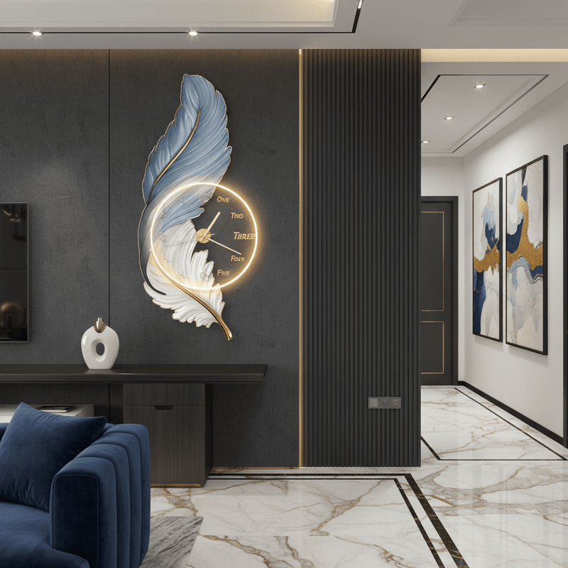 Zaevia Plume Sculptural LED Wall Lamp | Modern Backlit Ambient Timepiece - Wall Light | Zaevia
