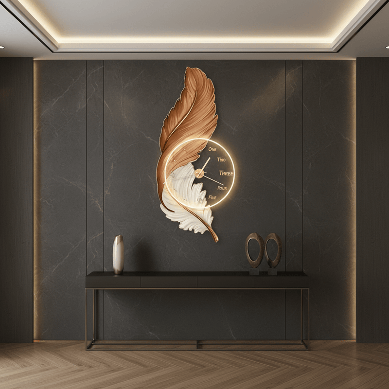Zaevia Plume Sculptural LED Wall Lamp | Modern Backlit Ambient Timepiece - Wall Light | Zaevia