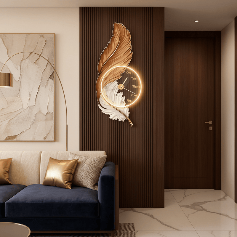 Zaevia Plume Sculptural LED Wall Lamp | Modern Backlit Ambient Timepiece - Wall Light | Zaevia