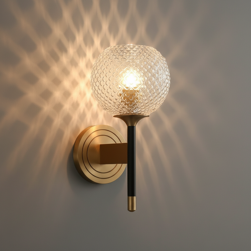 Quilted Glass Globe Wall Sconce