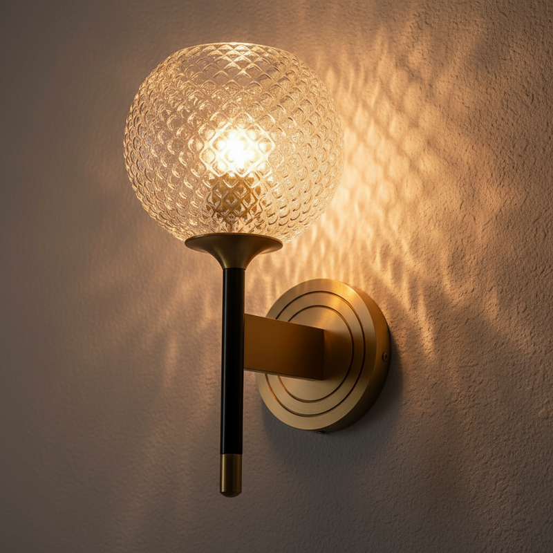 Quilted Glass Globe Wall Sconce