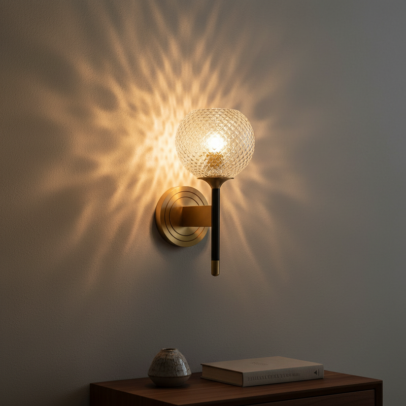 Quilted Glass Globe Wall Sconce