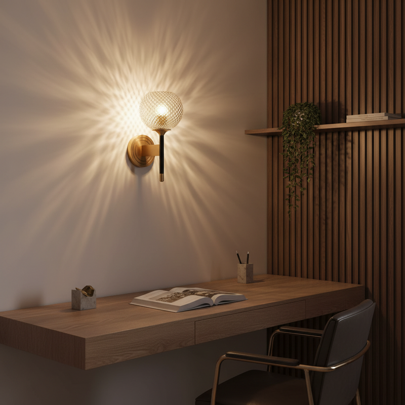 Quilted Glass Globe Wall Sconce