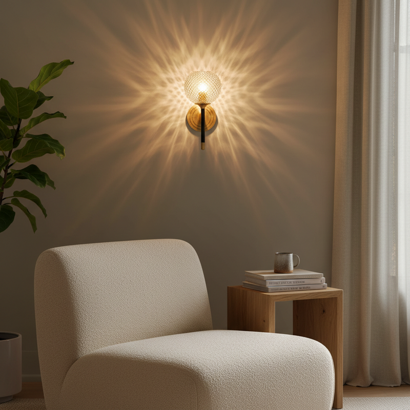 Quilted Glass Globe Wall Sconce