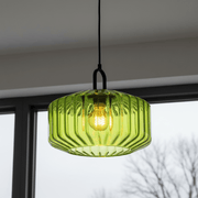 Retro Ribbed Glass Mid Century Pendant Light - Pendant Light | Zaevia