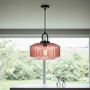 Retro Ribbed Glass Mid Century Pendant Light - Pendant Light | Zaevia