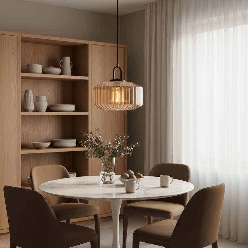 Retro Ribbed Glass Mid Century Pendant Light - Pendant Light | Zaevia