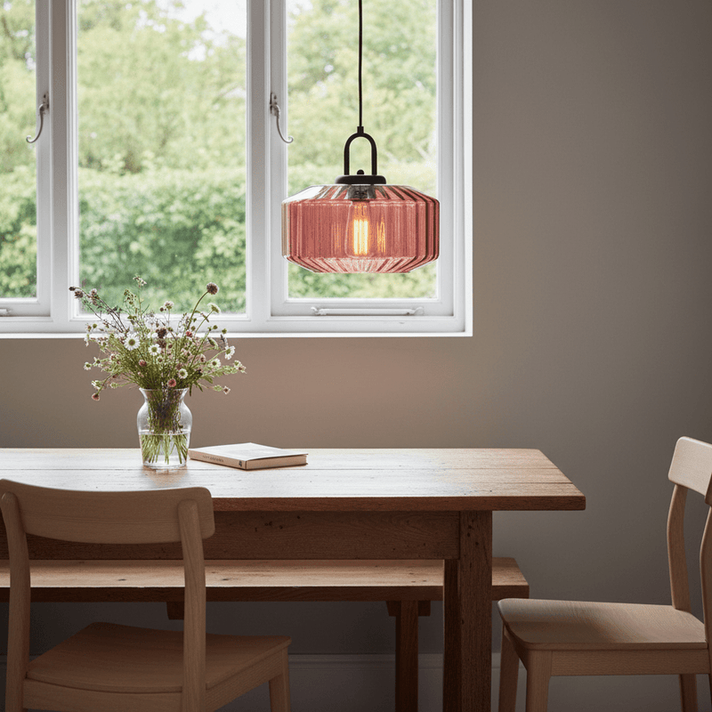 Retro Ribbed Glass Mid Century Pendant Light - Pendant Light | Zaevia