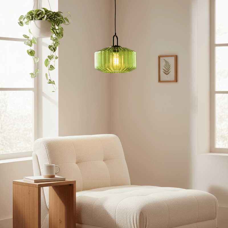 Retro Ribbed Glass Mid Century Pendant Light - Pendant Light | Zaevia