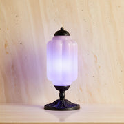 Zaevia Ribbed Glass Lantern Table Lamp Ornate Pedestal Base Art Deco Accent Light - Table lamp | Zaevia