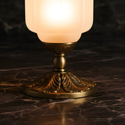 Zaevia Ribbed Glass Lantern Table Lamp Ornate Pedestal Base Art Deco Accent Light - Table lamp | Zaevia