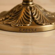 Zaevia Ribbed Glass Lantern Table Lamp Ornate Pedestal Base Art Deco Accent Light - Table lamp | Zaevia