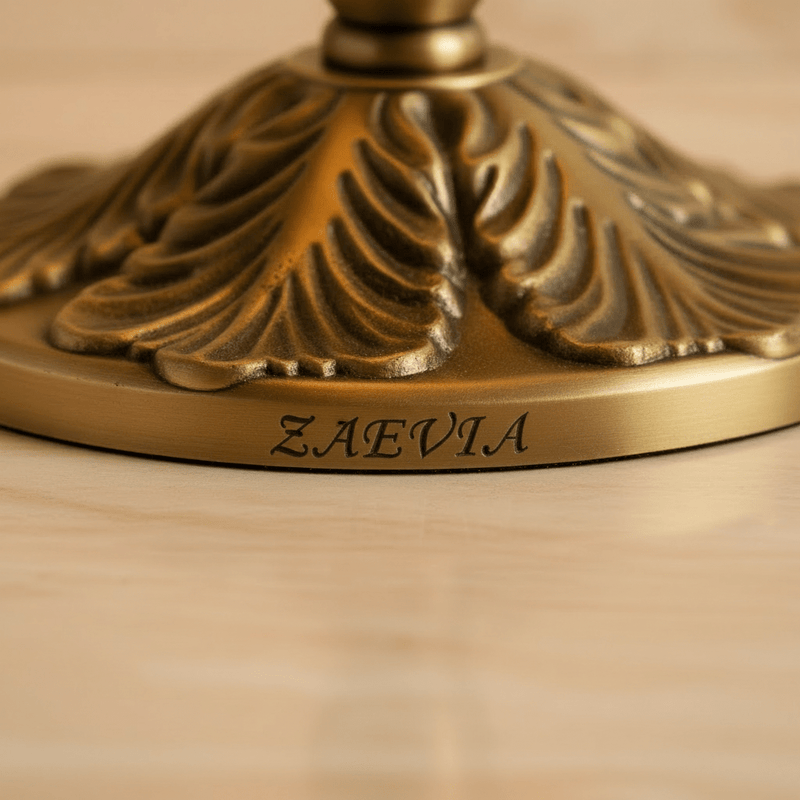 Zaevia Ribbed Glass Lantern Table Lamp Ornate Pedestal Base Art Deco Accent Light - Table lamp | Zaevia