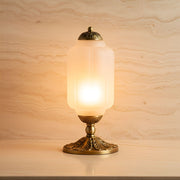 Zaevia Ribbed Glass Lantern Table Lamp Ornate Pedestal Base Art Deco Accent Light - Table lamp | Zaevia